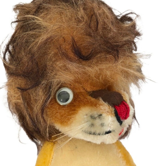 Vintage Mohair Lion Plush Stuffed Toy Google Googly Eyes - Picture 9 of 10